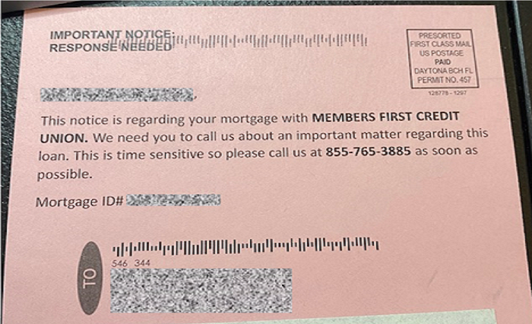 Scam via postcard in the mail 